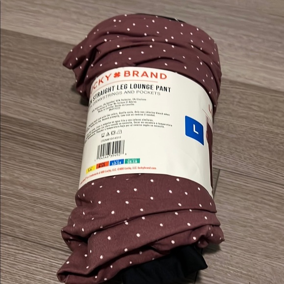 Brand 2-Pack Straight Leg Lounge Pants - Black and maroon with dots - Picture 2 of 6